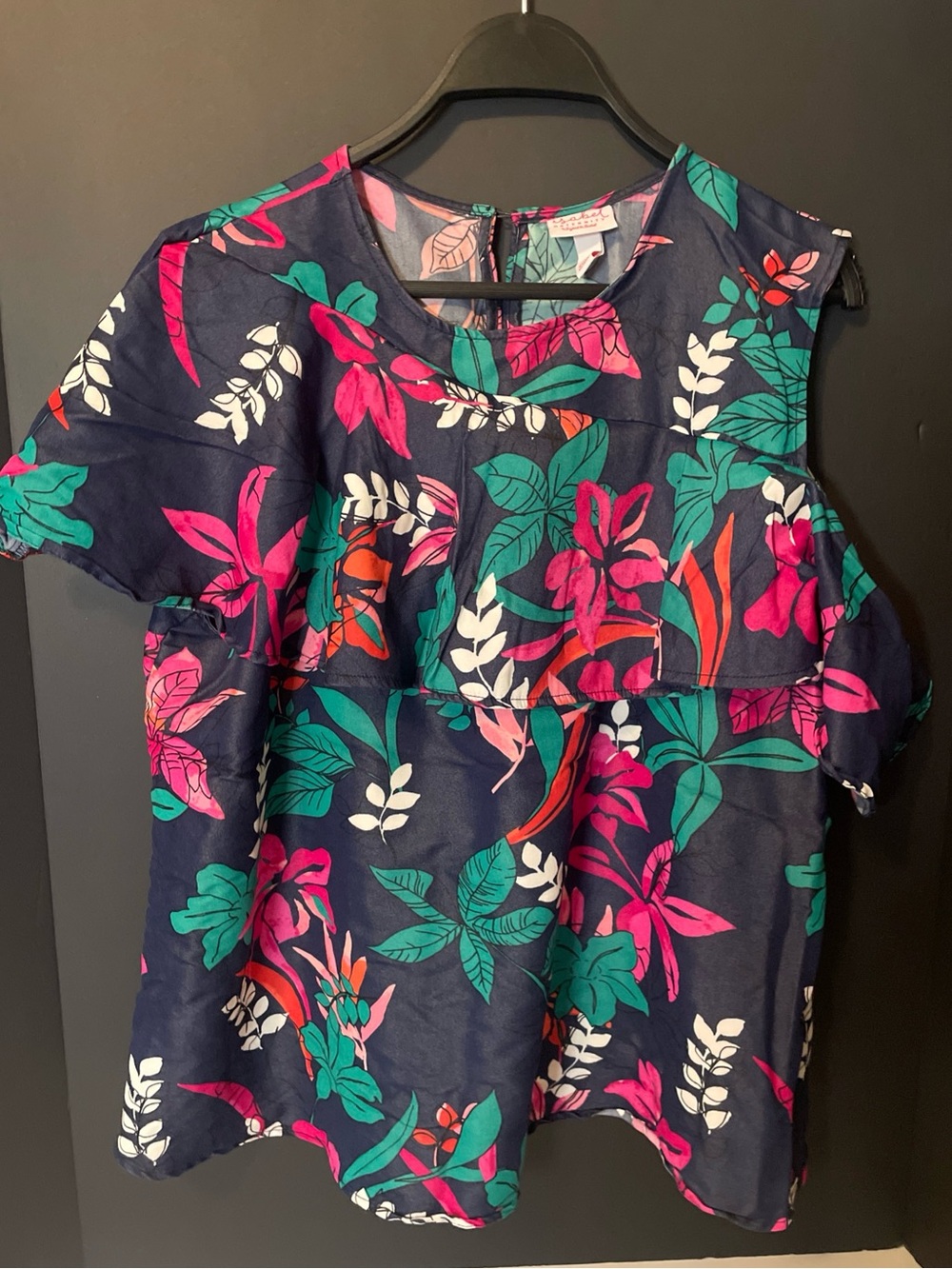 Isabel Maternity by Ingrid & Isabel Womens Floral Shirt Blouse Open Shoulder L